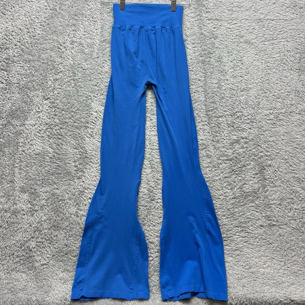 Free People Movement Legging Pants‎ XS Small Blue Good Karma Flare Pull On